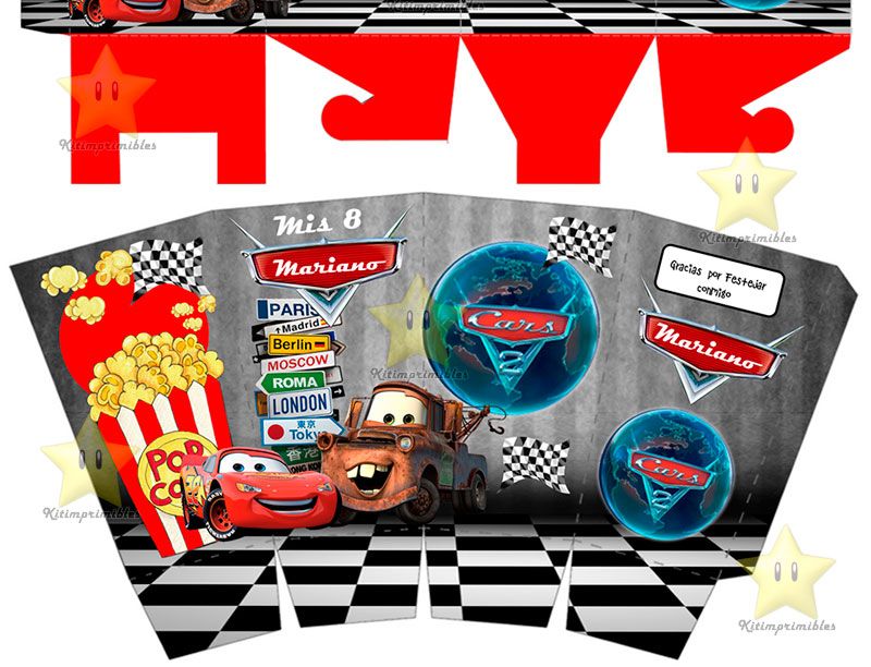 Kit Imprimible Candy Bar Golosinas De Cars Tita Yapa Y Mas kit